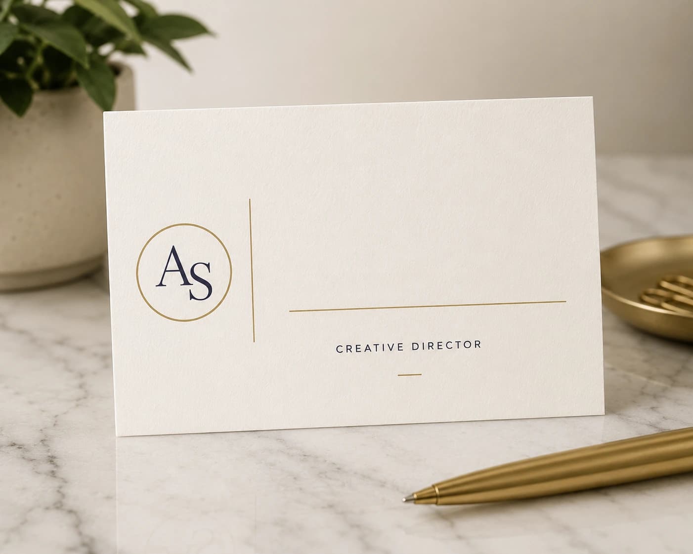 An ivory stationery card with room for a personalized professional name.